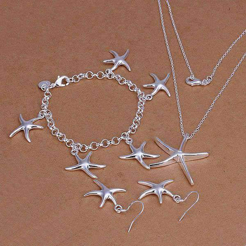 Silver Plated Starfish Set (Earring, Bracelet and Necklace)